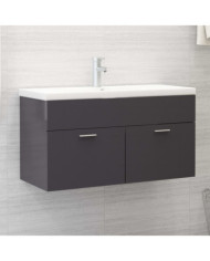 Armoire d'évier et lavabo intégré Gris brillant Bois ingénierie | Mobilier & Déco