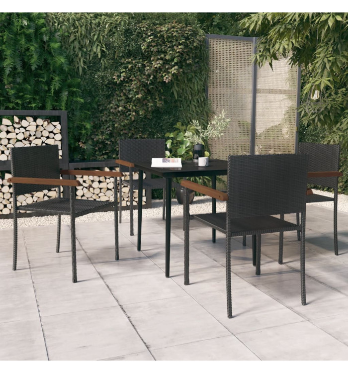 Ensemble à manger de jardin 5 pcs Noir | Mobilier & Déco