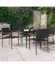 Ensemble à manger de jardin 5 pcs Noir | Mobilier & Déco