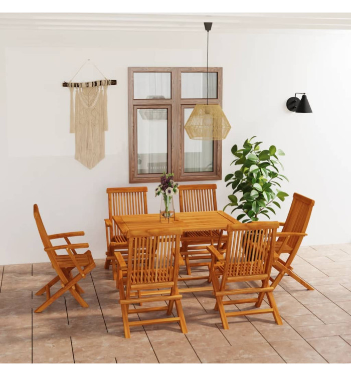 Salon de jardin 7 pcs Bois de teck massif | Mobilier & Déco