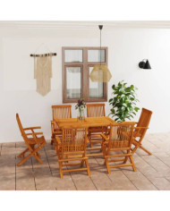 Salon de jardin 7 pcs Bois de teck massif | Mobilier & Déco