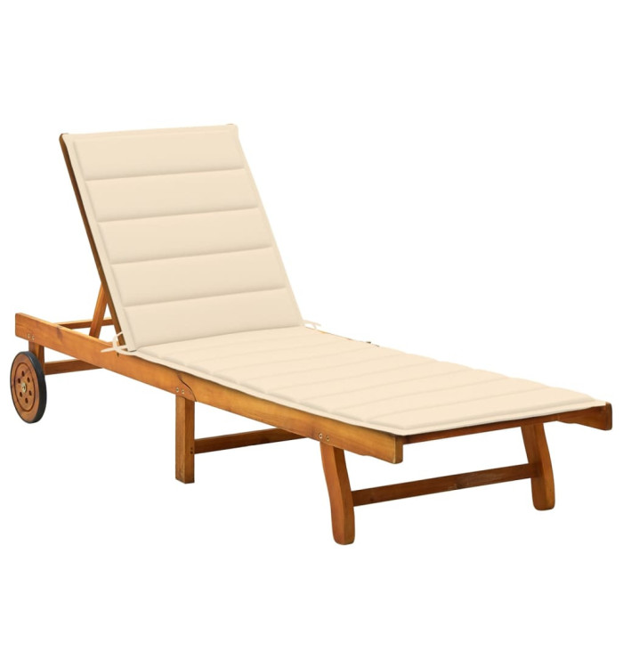 Chaise longue de jardin avec coussin Bois d'acacia solide | Mobilier & Déco