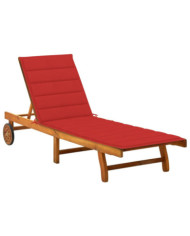 Chaise longue de jardin avec coussin Bois d'acacia solide | Mobilier & Déco
