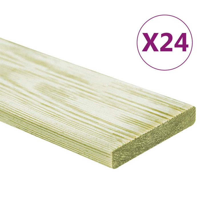 Panneaux de terrasse 24 pcs 2,88 m² 1 m Pin massif imprégné | Mobilier & Déco