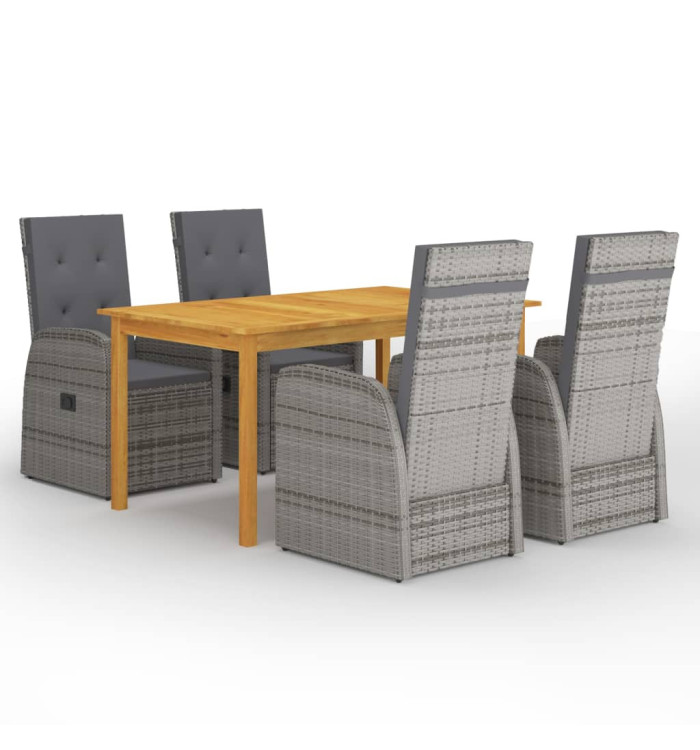 Ensemble à manger de jardin 5 pcs Gris | Mobilier & Déco