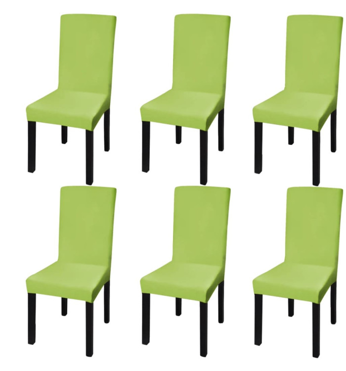 Housse de chaise droite extensible 6 pcs vert | Mobilier & Déco