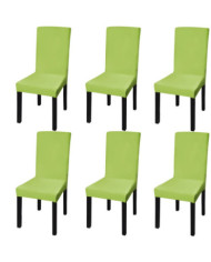 Housse de chaise droite extensible 6 pcs vert | Mobilier & Déco
