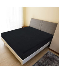 Drap-housse Jersey Noir 140x200 cm Coton | Mobilier & Déco