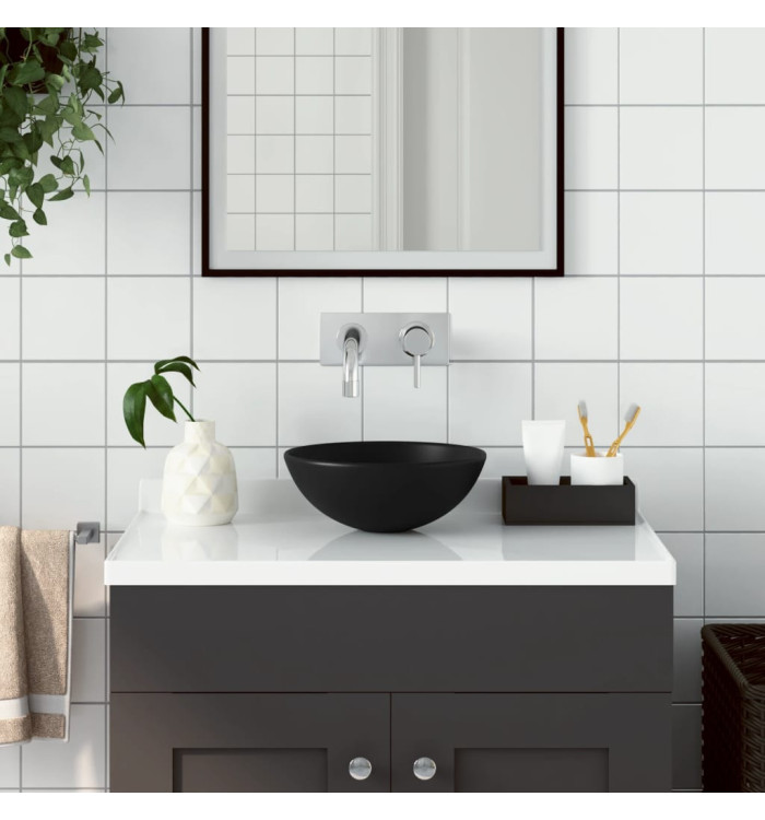 Lavabo de salle de bain Céramique Noir mat Rond | Mobilier & Déco
