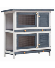 Clapier d'extérieur 4 portes Gris Bois | Mobilier & Déco