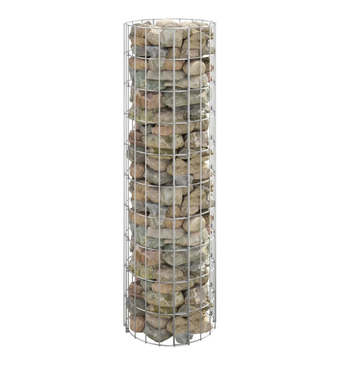 Poteau à gabion circulaire Acier galvanisé Ø30x100 cm | Mobilier & Déco