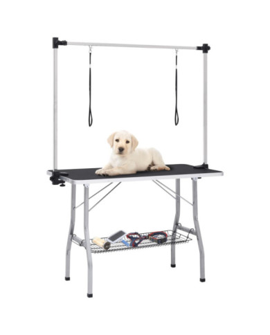 Table de toilettage réglable de chiens avec 2 boucles et panier | Mobilier & Déco