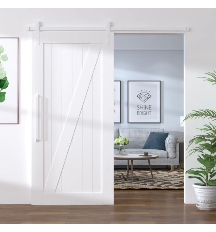 Kit de quincaillerie de porte coulissante 200 cm Acier Blanc | Mobilier & Déco