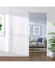 Kit de quincaillerie de porte coulissante 200 cm Acier Blanc | Mobilier & Déco