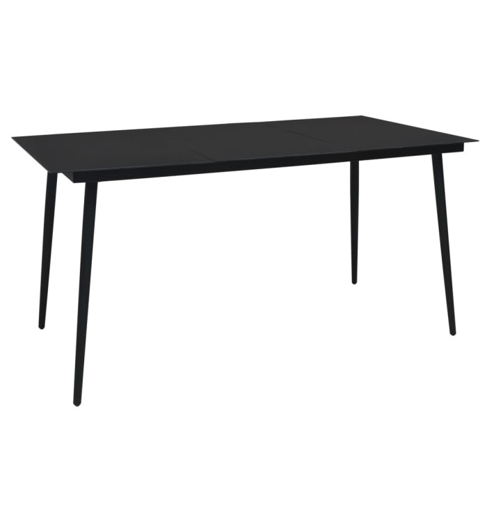 Table à dîner de jardin Noir 190x90x74 cm Acier et verre | Mobilier & Déco