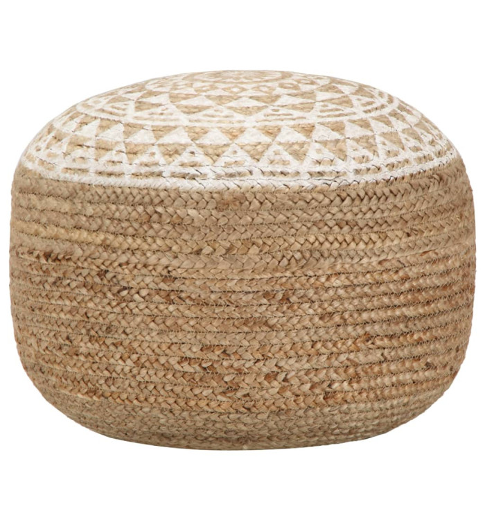 Pouf fait à la main Blanc 45x30 cm Jute | Mobilier & Déco