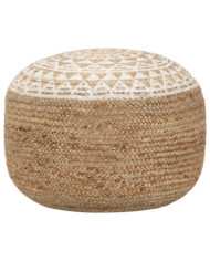 Pouf fait à la main Blanc 45x30 cm Jute | Mobilier & Déco