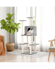 Arbre à chat avec griffoirs en sisal Gris clair 144,5 cm | Mobilier & Déco