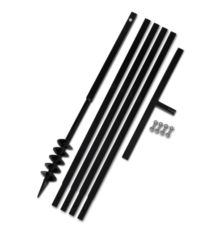 Tarière de sol avec manche 80 mm et tube d'extension 5 m Acier | Mobilier & Déco