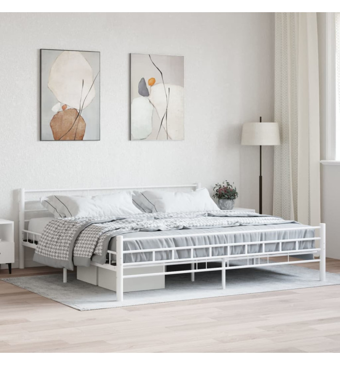 Cadre de lit sans matelas blanc métal 200x200 cm | Mobilier & Déco