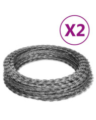 Fils barbelés hélicoïdaux rouleaux 2 pcs acier galvanisé 60 m | Mobilier & Déco