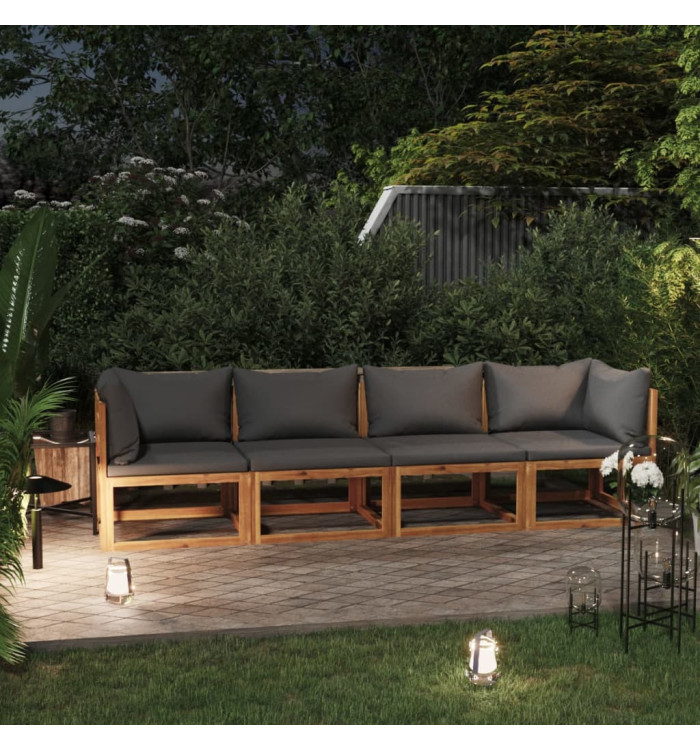 Canapé de jardin à 4 places avec coussin Bois d'acacia massif | Mobilier & Déco