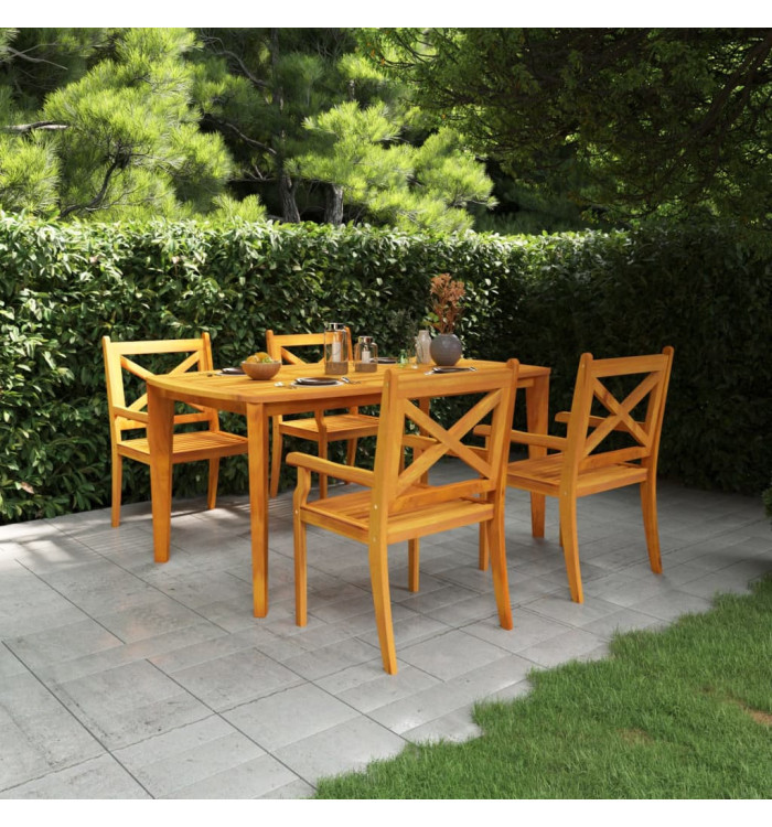 Ensemble à manger de jardin 5 pcs Bois d'acacia solide | Mobilier & Déco