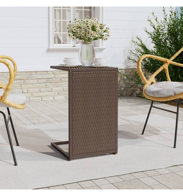 Table en forme de C marron 40x35x60 cm résine tressée | Mobilier & Déco