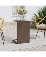 Table en forme de C marron 40x35x60 cm résine tressée | Mobilier & Déco