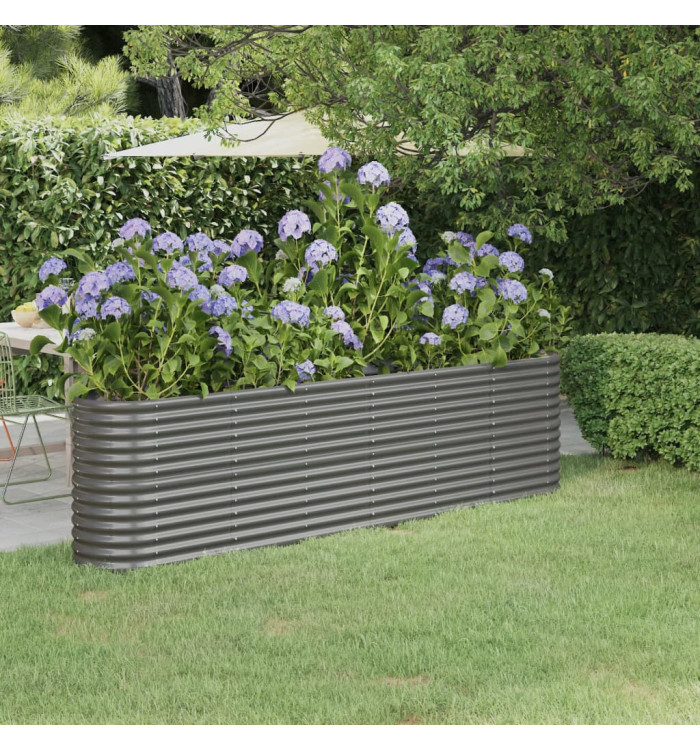 Lit surélevé de jardin Acier enduit de poudre 260x40x68 cm gris | Mobilier & Déco
