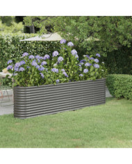 Lit surélevé de jardin Acier enduit de poudre 260x40x68 cm gris | Mobilier & Déco