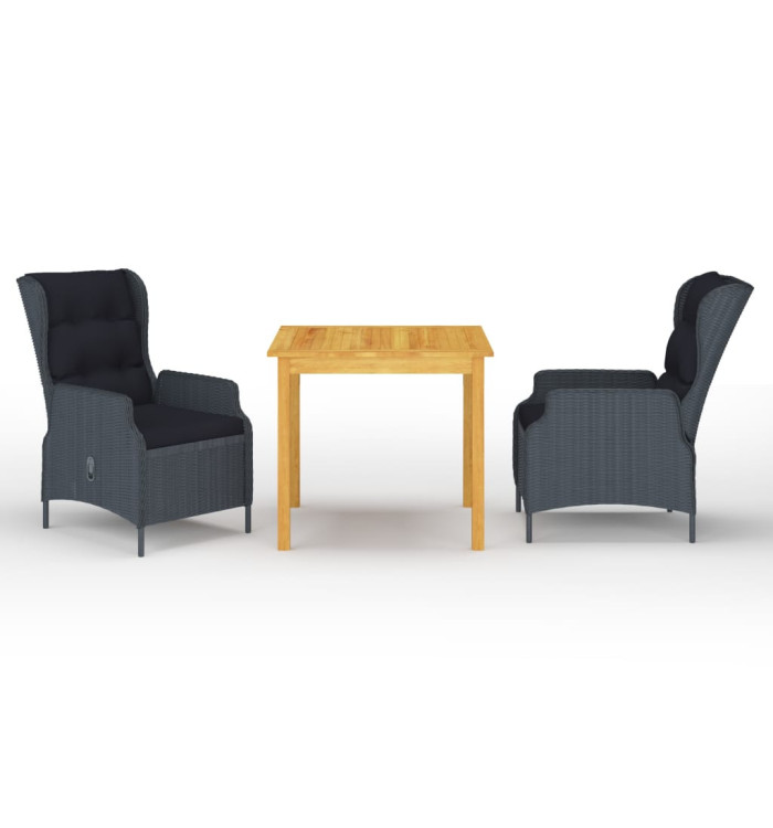 Ensemble à manger de jardin 3 pcs Gris foncé | Mobilier & Déco