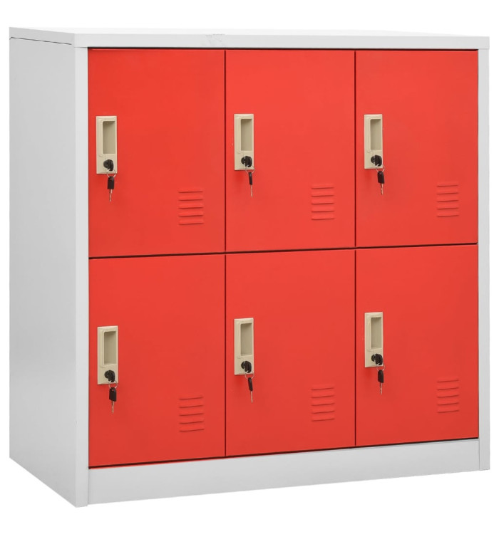 Armoire à casiers Gris clair et rouge 90x45x92,5 cm Acier | Mobilier & Déco