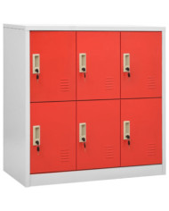 Armoire à casiers Gris clair et rouge 90x45x92,5 cm Acier | Mobilier & Déco