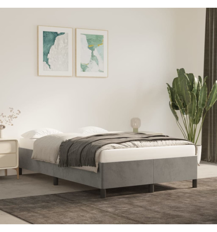 Cadre de lit sans matelas gris clair 120x200 cm velours | Mobilier & Déco