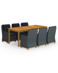 Ensemble à manger de jardin 7 pcs Gris foncé | Mobilier & Déco