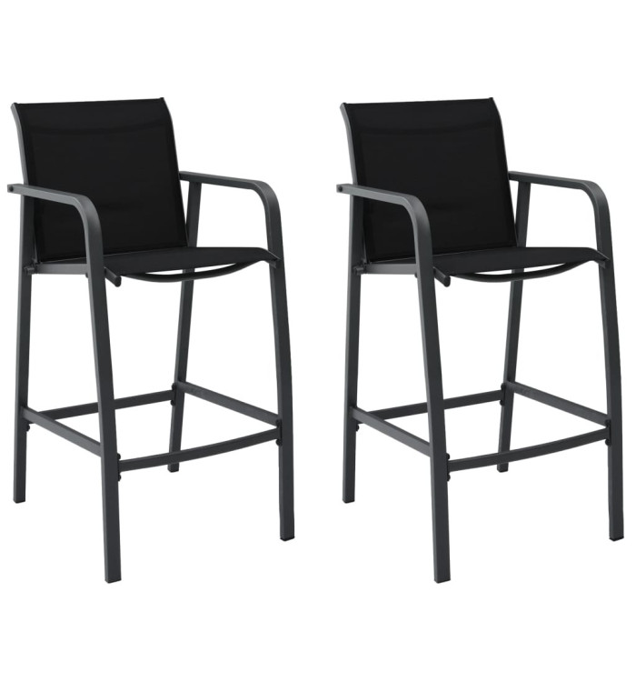 Chaises de bar de jardin lot de 2 Noir Textilène | Mobilier & Déco