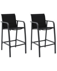 Chaises de bar de jardin lot de 2 Noir Textilène | Mobilier & Déco