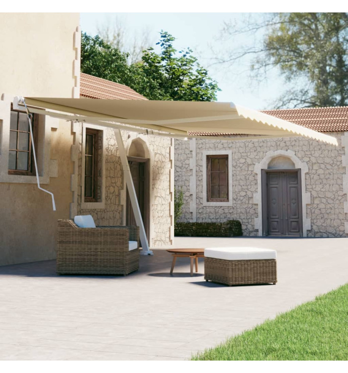 Auvent manuel rétractable sur pied 500x300 cm Crème | Mobilier & Déco