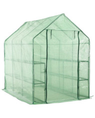 Serre de plain-pied avec 12 étagères Acier 143x214x196 cm | Mobilier & Déco