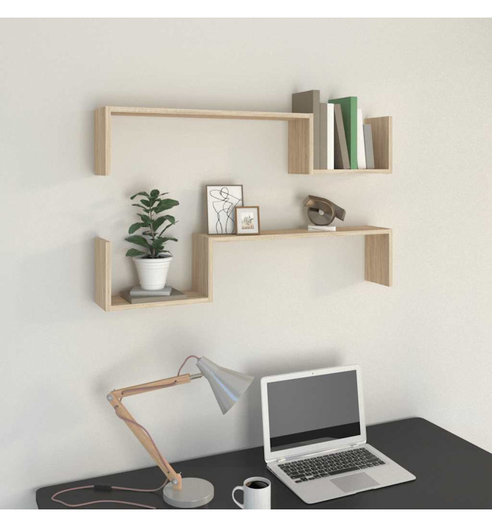 Étagères murales 2 pcs chêne sonoma 100x15x20cm bois ingénierie | Mobilier & Déco