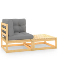 Salon de jardin 2 pcs avec coussins Bois de pin massif | Mobilier & Déco