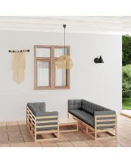 Salon de jardin 8 pcs avec coussins Bois de pin massif | Mobilier & Déco