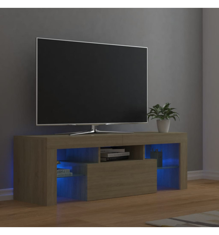 Meuble TV avec lumières LED chêne sonoma 120x35x40 cm | Mobilier & Déco