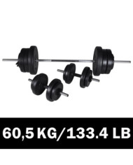 Kit de barre d'haltère et 2 haltères 60,5 kg | Mobilier & Déco