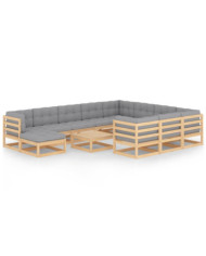 Salon de jardin 12 pcs avec coussins Bois de pin massif | Mobilier & Déco