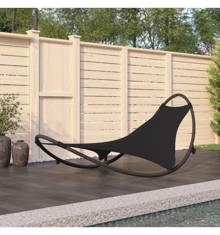 Chaise longue à bascule avec roues Acier et textilène Noir | Mobilier & Déco