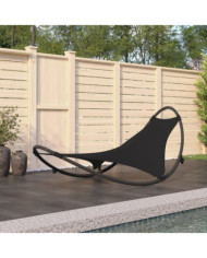 Chaise longue à bascule avec roues Acier et textilène Noir | Mobilier & Déco