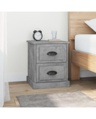 Table de chevet gris béton 39x39x47,5 cm bois d'ingénierie | Mobilier & Déco