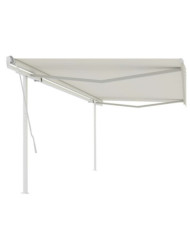 Auvent manuel rétractable avec poteaux 5x3 m Crème | Mobilier & Déco
